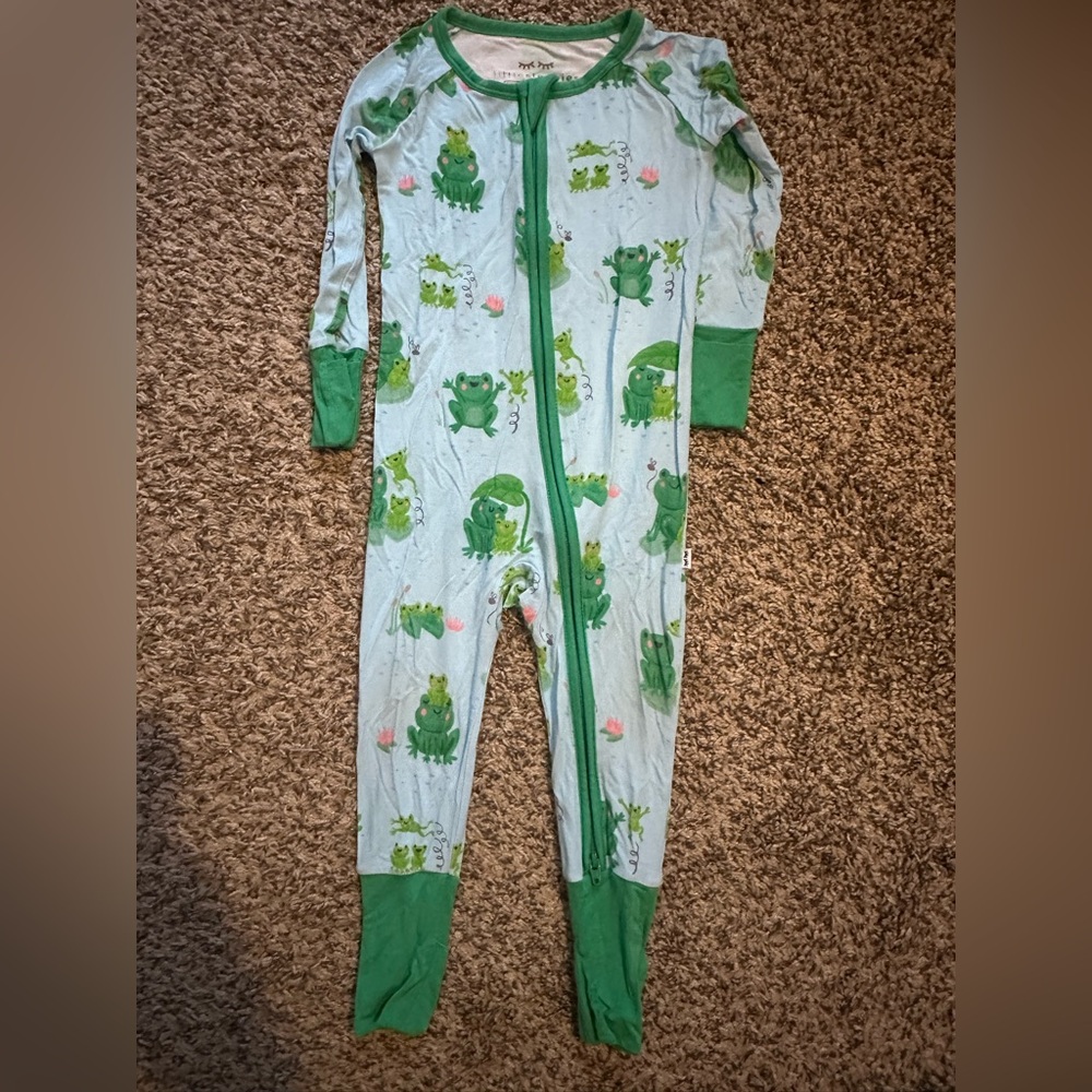 Little Sleepies Green Frog Kids Footie